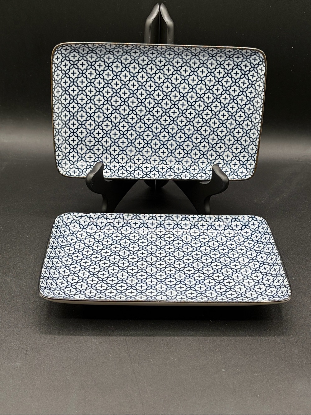 Set Of 2 Nishido Kiln Sashiko Sushi Platters 1970-1990 Porcelain Japan 1970-1990